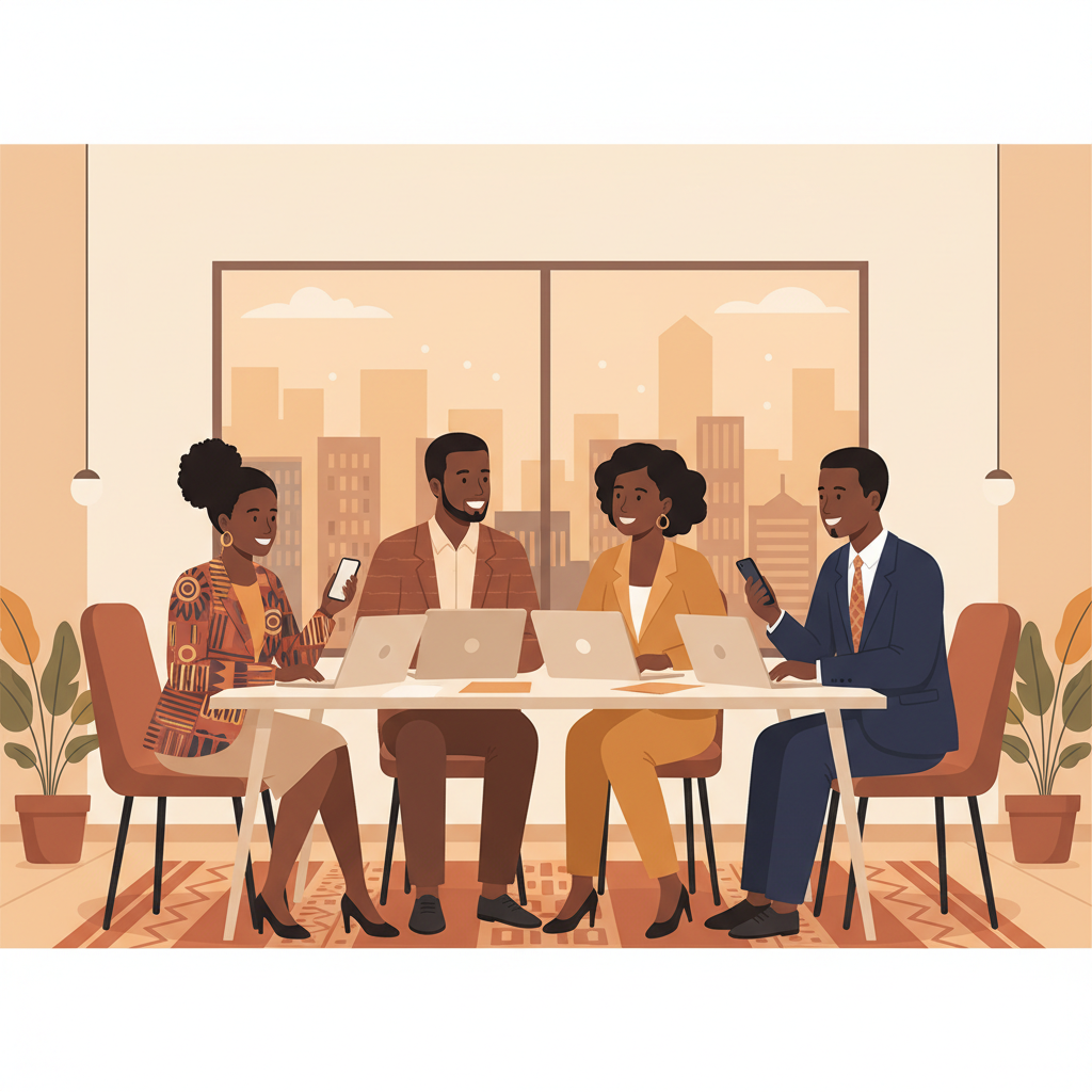 Cadres africains en réunion dans un bureau moderne